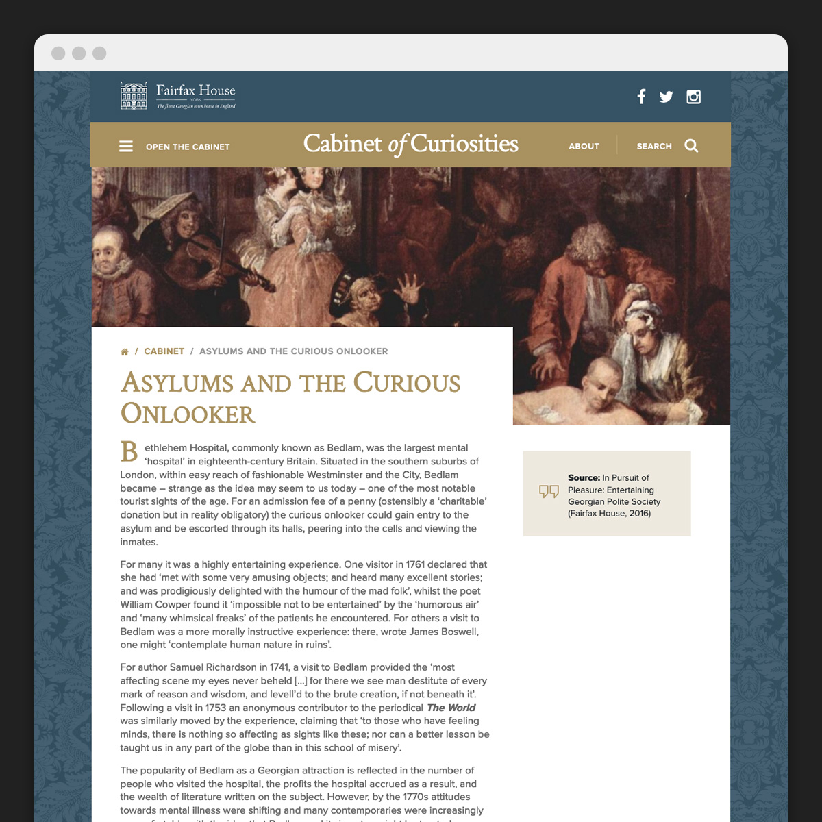 Fairfax House Cabinet of Curiosities - article