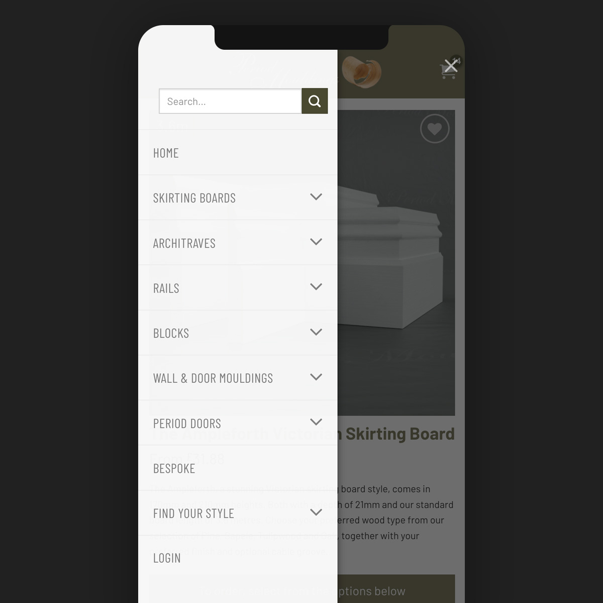 Period Mouldings Mobile Menu