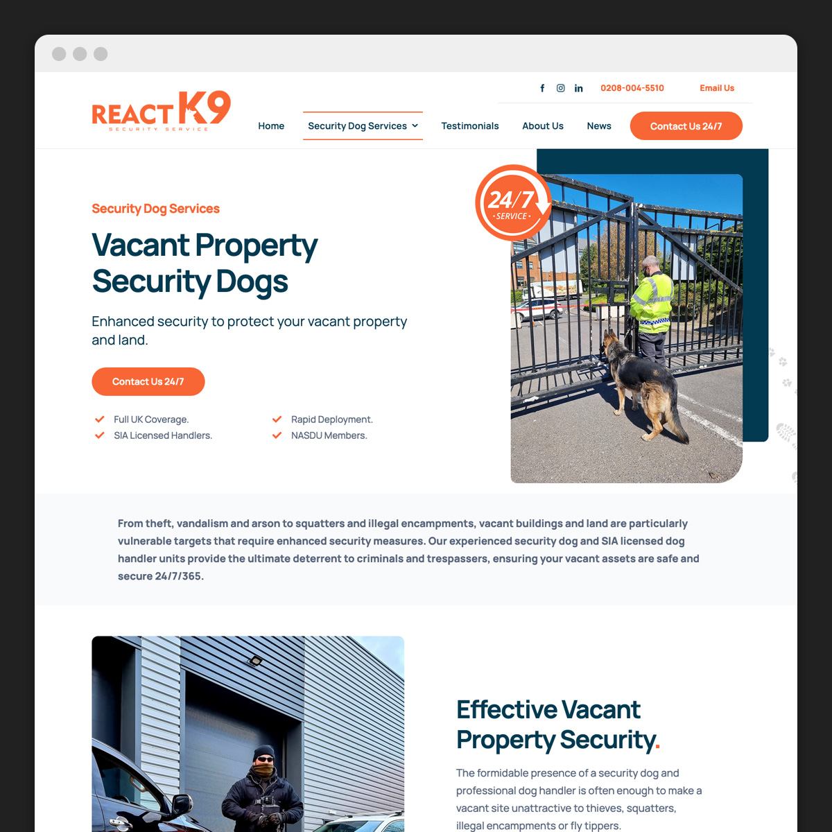 React K9 Service Page